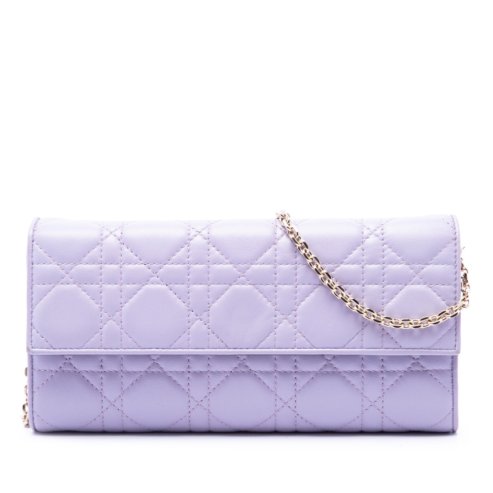 Pre-Loved Dior Lambskin Cannage Lady Dior Wallet On Chain